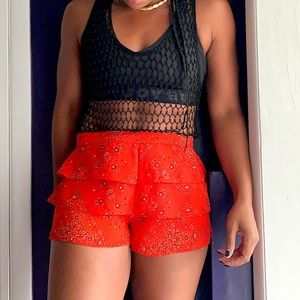 Patterson J Kincaid Bandana Ruffled Shorts  Sz S